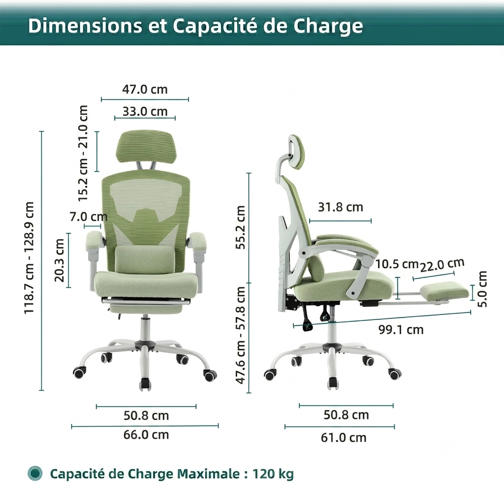 Fauteuil Ergonomique Mesh Pivotant Soutien Lombaire