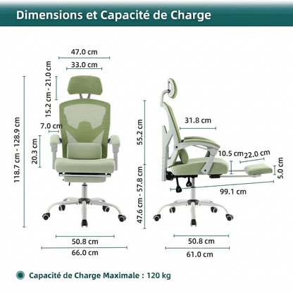 Fauteuil Ergonomique Mesh Pivotant Soutien Lombaire